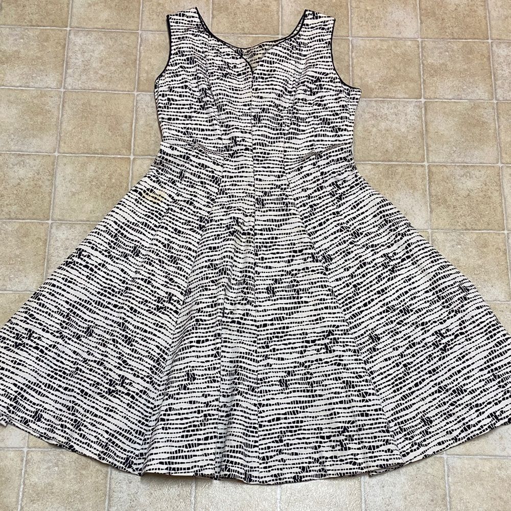 Vintage Black and White Striped Midi Dress